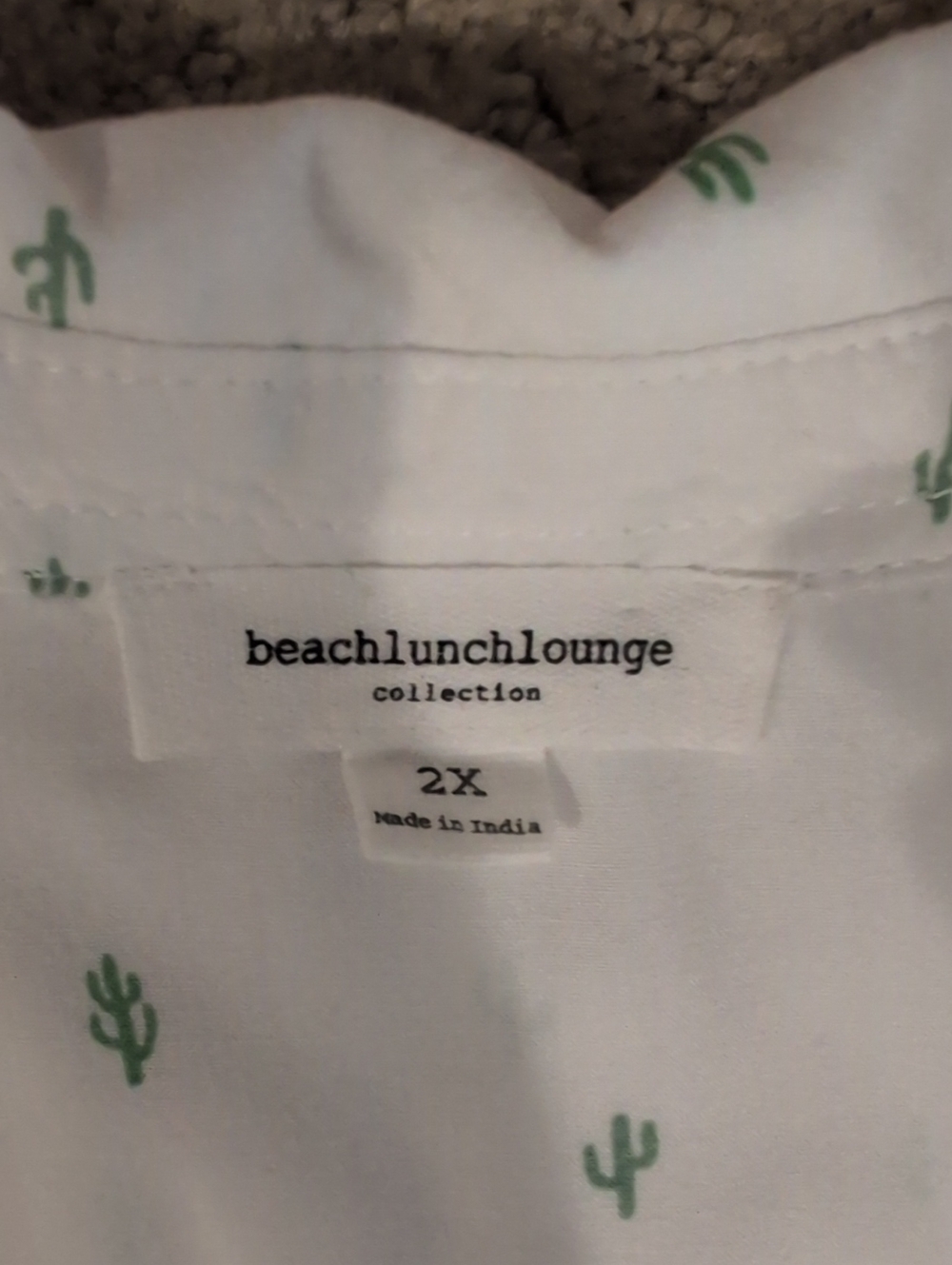 Flowy White Button-Up Blouse W/ Cute Tiny Green Cactus Print - Desert Babe View 6
